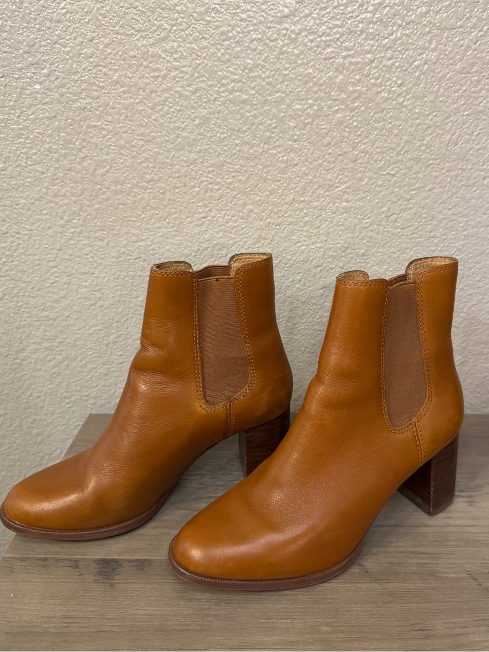 Madewell The Laura Chelsea Boots English Saddle Leather Block Heel Ankle Boots